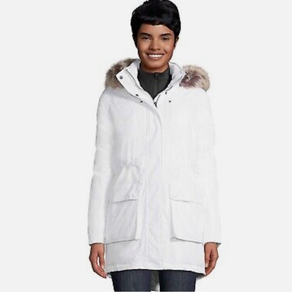 New Lands' End Women's Petite Expedition Down Winter Parka White S/P 6-8 - Picture 2 of 15